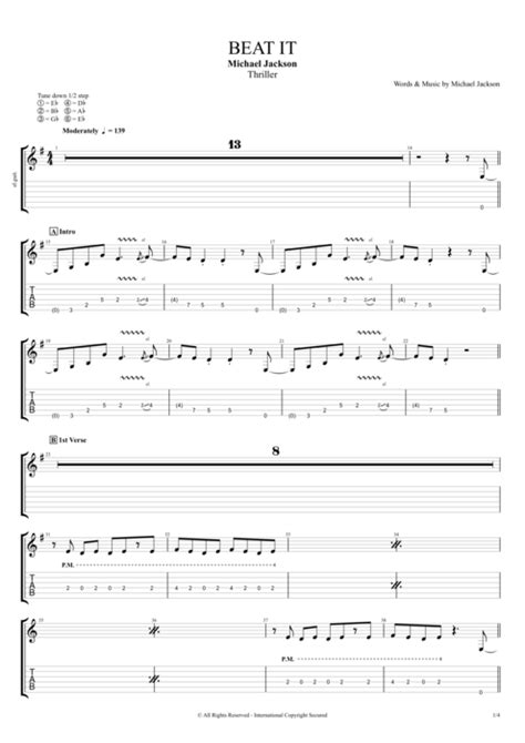 Beat It Tab by Michael Jackson (Guitar Pro) - Full Score | mySongBook