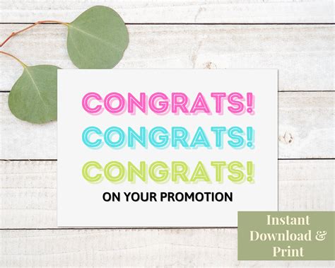 Printable Congratulations Promotion Card, Job Promotion Card ...