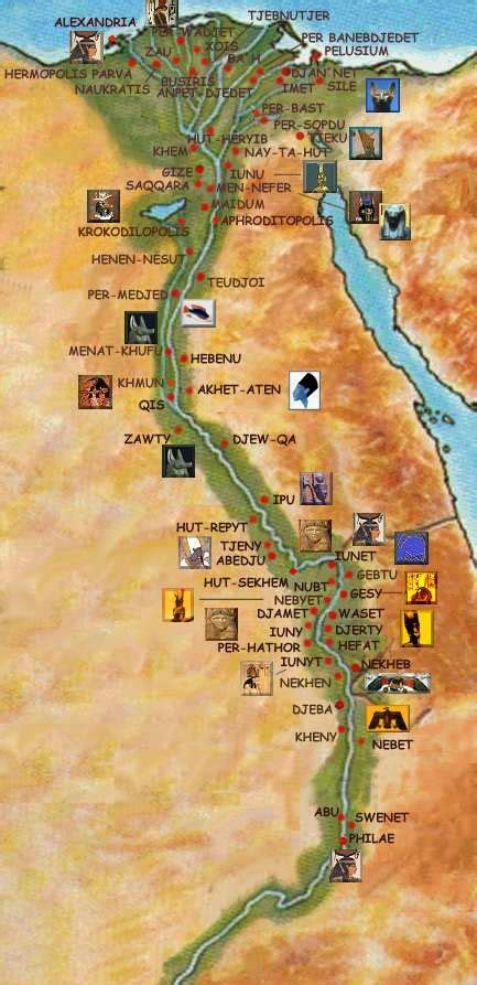 Ancient Egypt Map WITH Real Egyptian names of their cities . Ancient ...