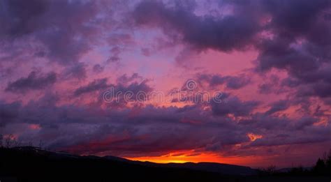 Purple Sunset in the Mountains, Dramatic Sky, Purple Sunset Stock Image - Image of view, nature ...