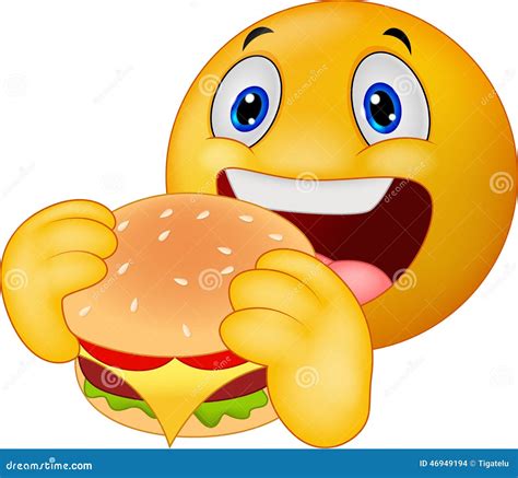 Emoticon Smiley Eating Hamburger Stock Vector - Image: 46949194