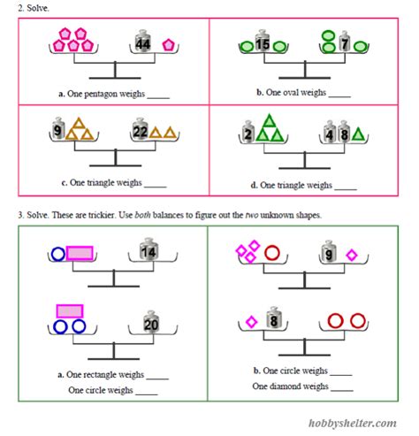 Pan Balance Problems | Free Worksheets Samples