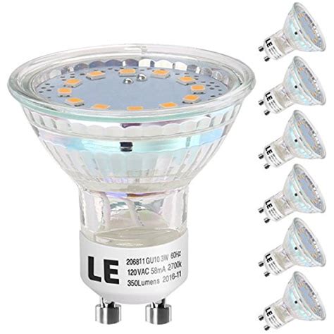 LE GU10 LED Bulbs, 50W Halogen Bulbs Equivalent, 3W, 350lm, 120Â° Beam Angle, MR16, LED Light ...