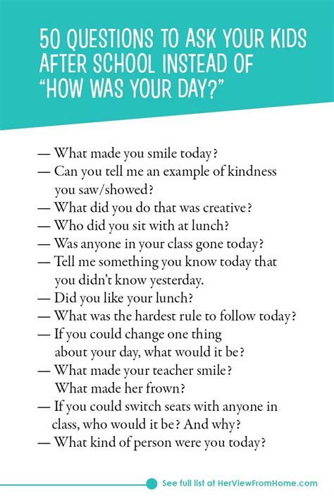 50 Questions To Ask Your Kids Instead Of Asking “How Was Your Day” - Indiana Alliance on ...