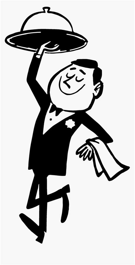 Restaurants Clipart Waiter - Waiter Clipart Black And White, HD Png ...