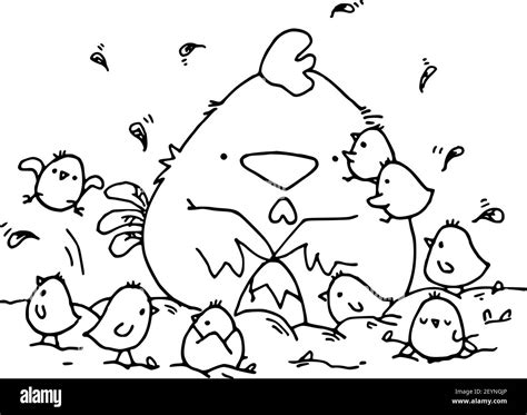 vector cartoon fat hen and chicks Stock Vector Image & Art - Alamy
