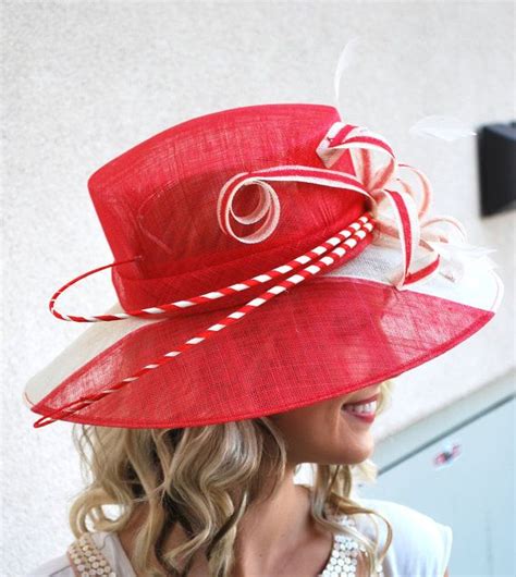 Red and Ivory Derby Hat Church hat Tea Party Hat Derby | Etsy | Tea ...