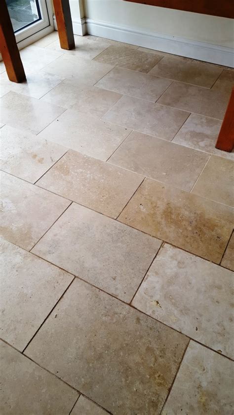 Heavily Worn Polished Limestone Floor Restored in Cowbridge - South East Wales Tile Doctor