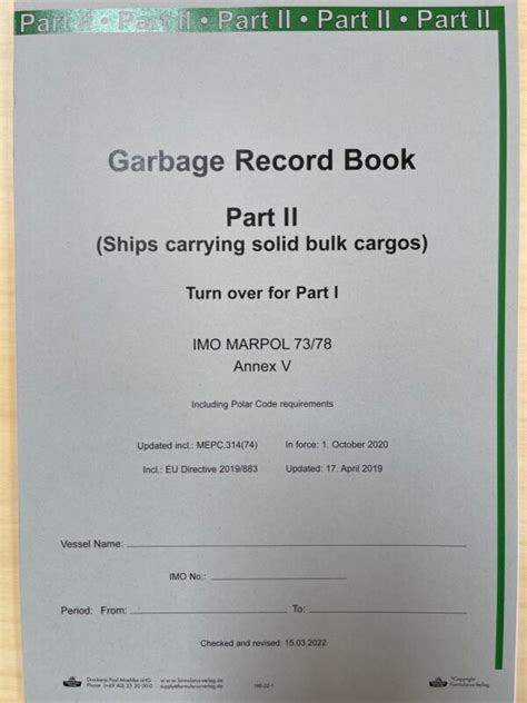 Garbage record book (part 1 & 2)