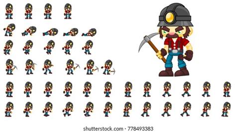 Miner Animated Game Character Creating Video Stock Vector (Royalty Free ...