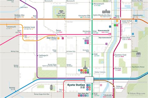 Kyoto Rail Map - City bus and train route map, your offline travel guide.