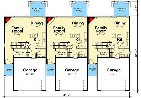 Plan 42585DB: 3-Unit Multi-Family Home Plan | Family house plans, Multi family homes, House plans