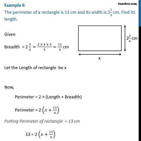 Question 6 - The perimeter of a rectangle is 13 cm and its width is