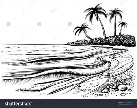 Ocean Sea Beach Waves Sketch Black Stock Vector (Royalty Free) 470596688 | Shutterstock | Waves ...