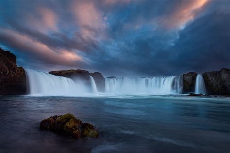 Godafoss sunset, Island | Iceland waterfalls, Waterfall, Scenic views