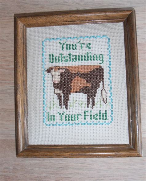 Cow Finished Cross Stitch Cross Stitched Cow Farm Decor | Etsy | Framed cross stitch, Cross ...