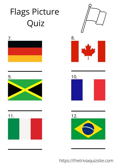 Flags Of The World Picture Quiz - FREE PRINTABLE - The Trivia Quiz Site