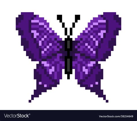 Butterfly pixel art for game assets Royalty Free Vector