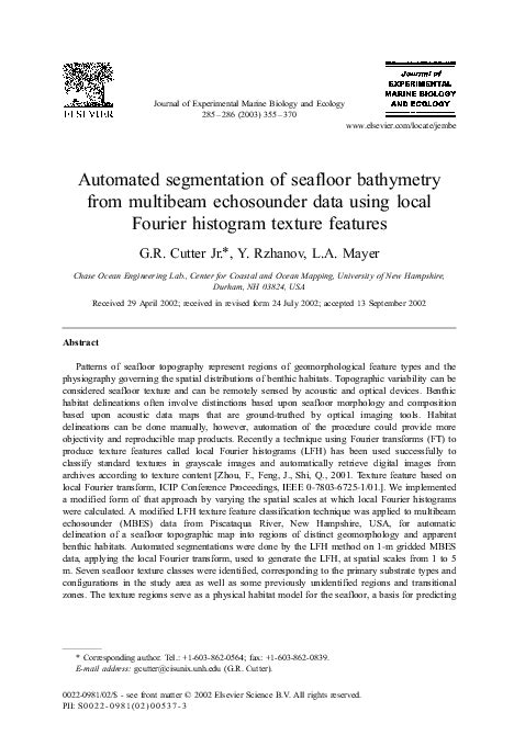 (PDF) Automated segmentation of seafloor bathymetry from multibeam echosounder data using local ...