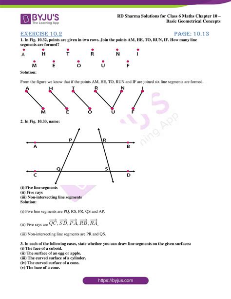 RD Sharma Solutions for Class 6 Chapter 10 Basic Geometrical Concepts PDF