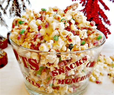 White Chocolate Christmas Popcorn Party Mix - Frugal Hausfrau