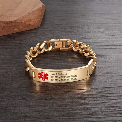 7.5 to 8.5 Inches Free Engrave Emergency Medical Bracelets for Men ...