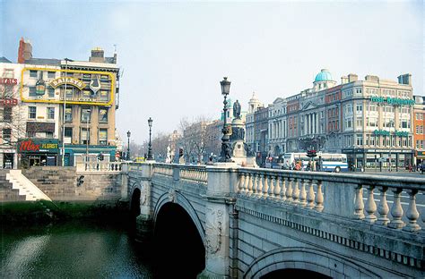 Visited in 2004 - O'Connell Bridge, on Dublin's Ireland, busiest thoroughfare.The construction ...