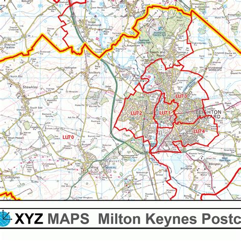 Milton Keynes - MK - Postcode Wall Map : XYZ Maps