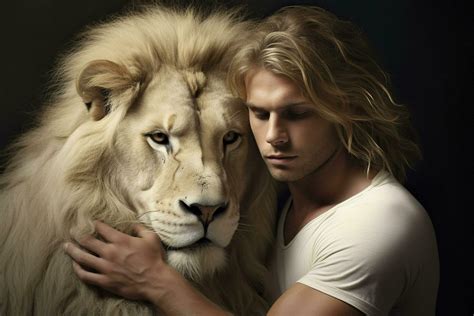 Man hugging a lion. 27887476 Stock Photo at Vecteezy