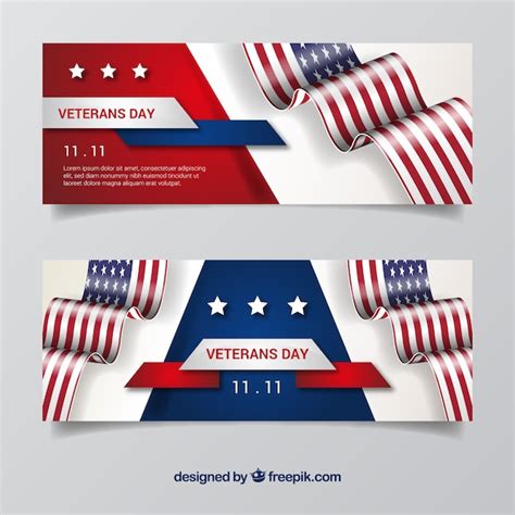 Free Vector | Veterans day celebration banners