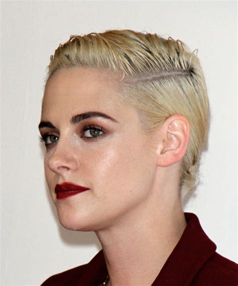 Kristen Stewart Short Straight Casual Pixie Hairstyle - Light Platinum ...