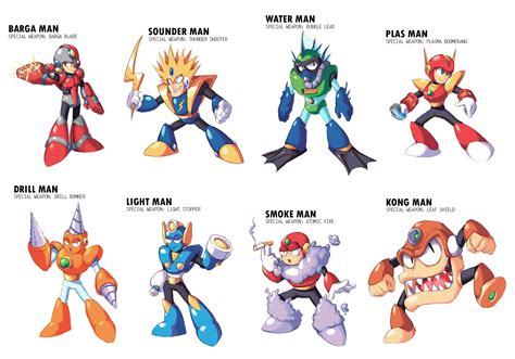 Drew the Mega Man 2 robot masters but in their prototype designs : r ...