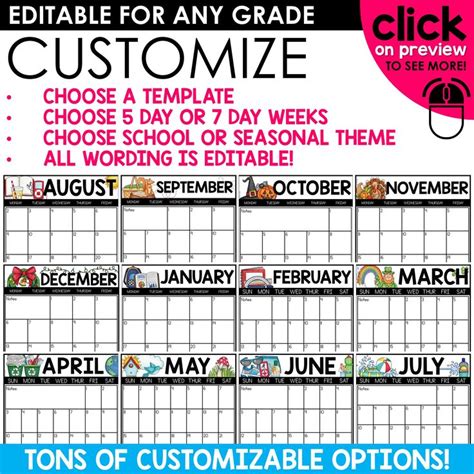 2023-2024 Editable Monthly Calendar Templates Printable & Digital ...