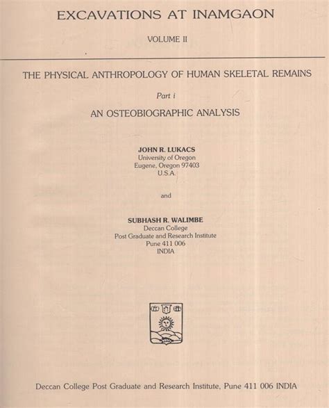 Excavations At Inamgaon Volume 2: The Physical Anthropology Of Human ...