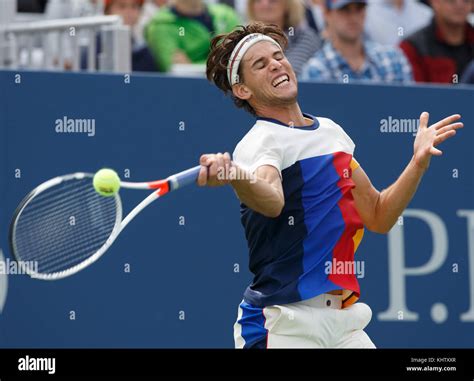 Austrian tennis player DOMINIC THIEM (AUT) plays forehand shot during ...