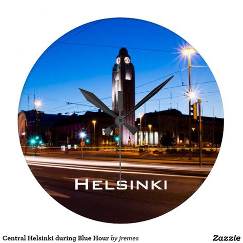 Central Helsinki during Blue Hour Large Clock | Zazzle | Blue hour, Helsinki, Clock tower