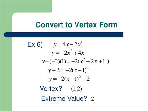 PPT - 7.5 Vertex Form of Quadratic PowerPoint Presentation, free download - ID:6564493