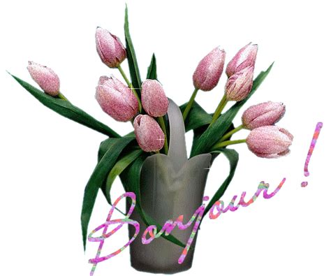 "Bonjour!" - Bouquet de tulipes roses...