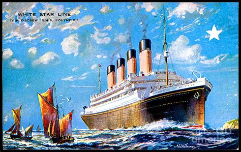 RMS Olympic Travel Postcard 1911 Painting by Walter Thomas | Fine Art ...