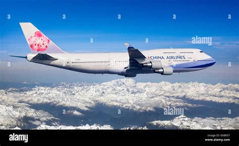 China Airlines Boeing 747-409 in flight over the Alps, Switzerland Stock Photo - Alamy