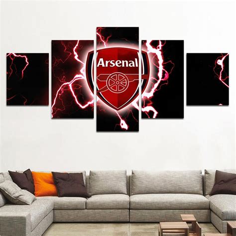 Arsenal Football Team Thunder Logo Sport – 5 Panel Canvas Art Wall ...