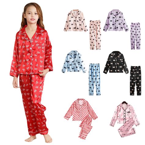 URMAGIC Girls Satin Pajama Set Silk Pjs Long Sleeve Kids 2 Piece ...