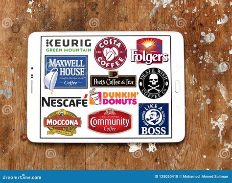 Coffee brands icons logos editorial stock photo. Image of competitors - 125050418