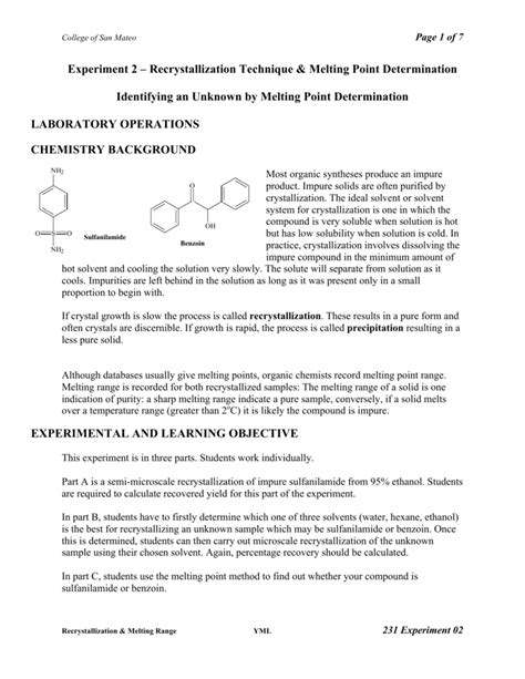 Exp2-Recrystallization and Melting Point Procedure