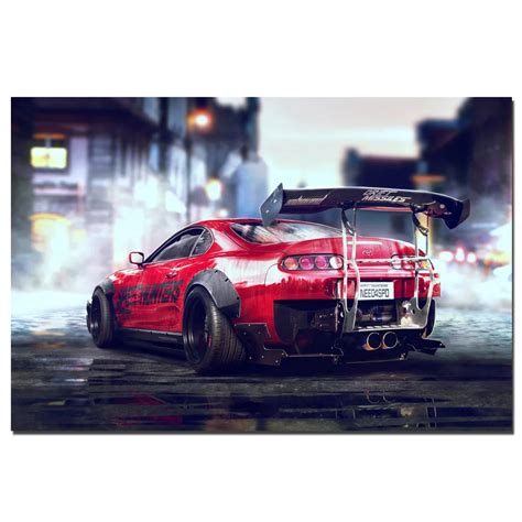 Toyota Supra Sports Car Poster Canvas Cloth Fabric Print for Home Decor ...