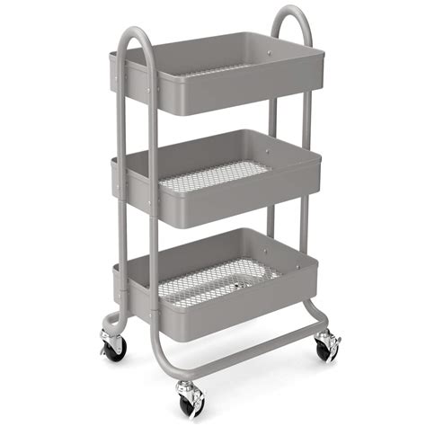 Buy 3-Tier Rolling Metal Storage Organizer - Mobile Utility Rolling Storage Cart, Kitchen Cart ...