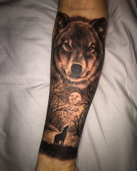 Wolf Tattoo With Forest