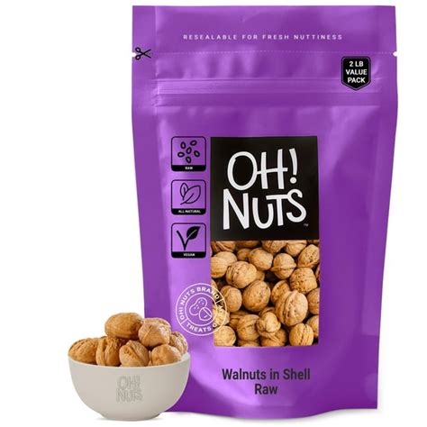 Oh! Nuts Raw Walnuts DHF10 in Shell | Resealable 2-Lb. Bulk Bag for Ultimate Freshness | All ...