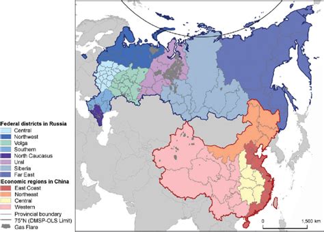 Map of study area in Russia and China with sub-national federal ...