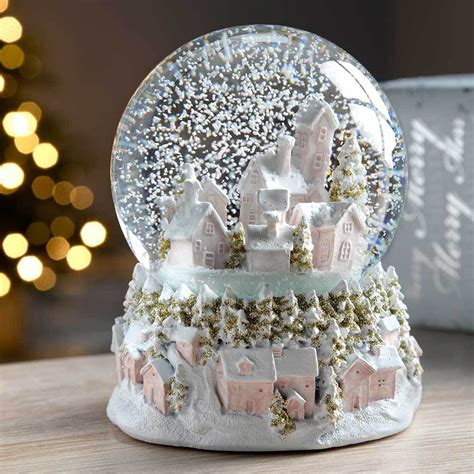 13 Cm WeRChristmas White And Gold House Snow Globe Christmas Decoration